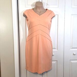 Antonio Melani Light Orange Cap Sleeve V-Neck Stretch Mini Dress ~ Pre-Owned